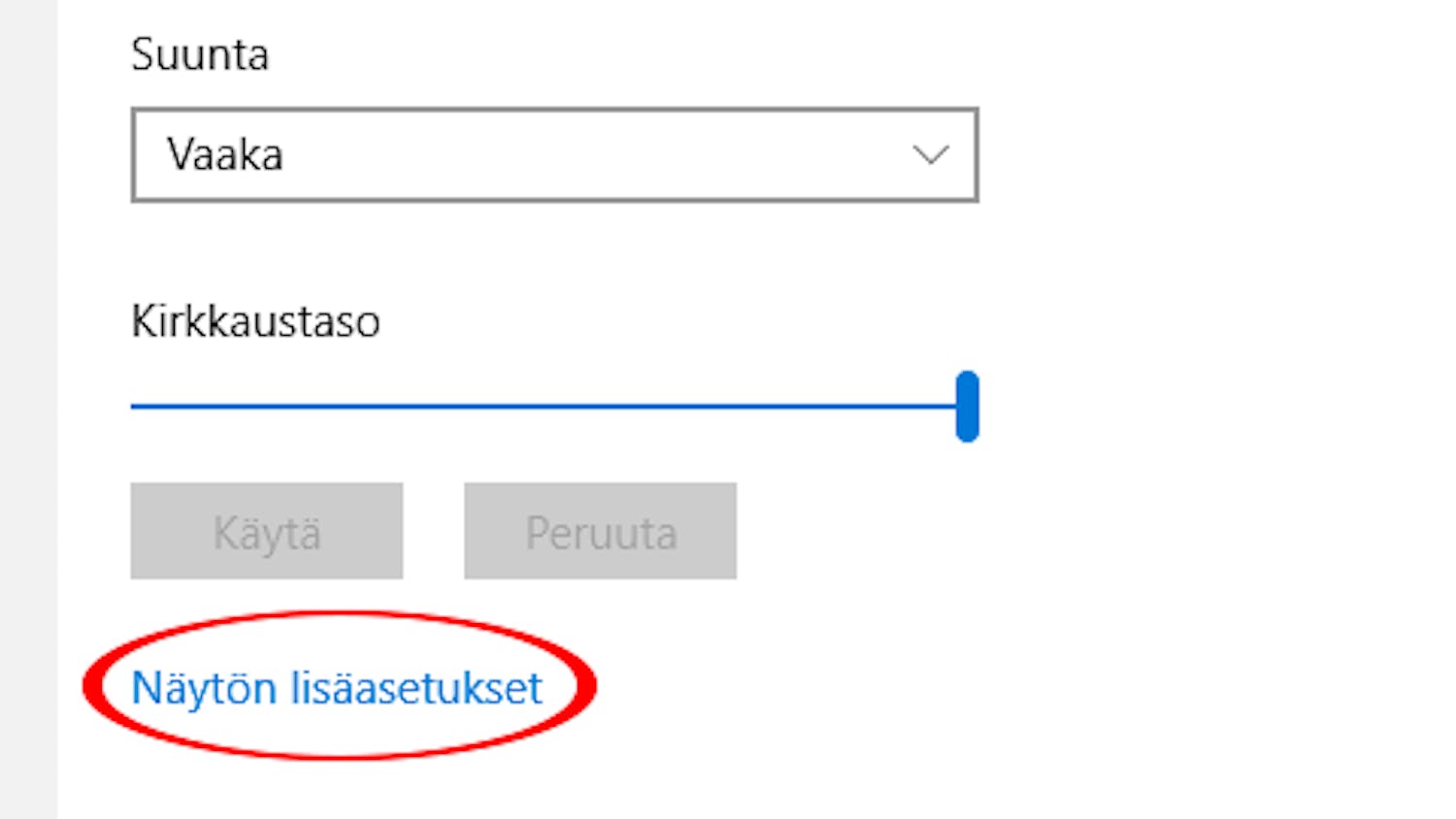 Näytön lisäasetukset Windows 10:ssä